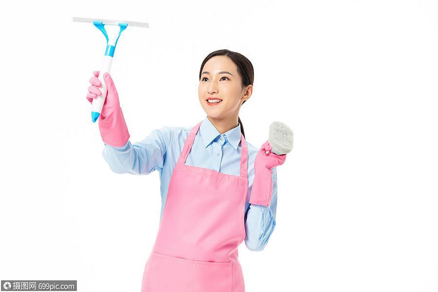 家政服务女性清洁玻璃形象擦模特